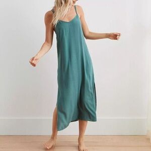 Aerie Midi Slip Dress - size Large - teal